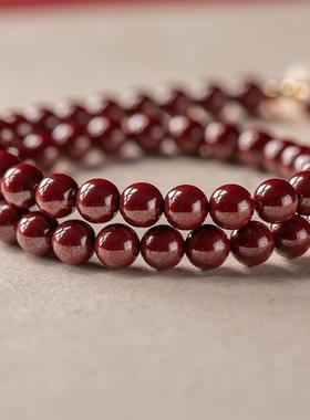 紫金砂高含量朱砂多圈手串沙金和田玉福袋手链手串可