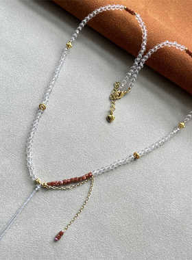 吊坠挂绳项链绳挂绳翡翠玉坠水晶单珠手工编织锁骨链尖晶石白色