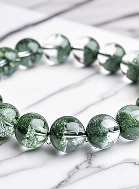 四季幽灵绿幽灵手串男女百搭水晶幽灵聚宝盆一晶多彩手串