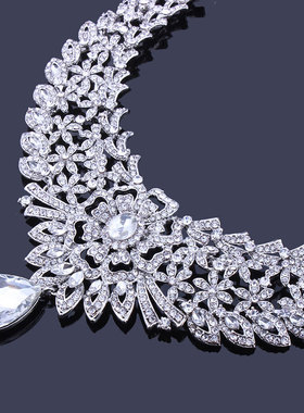 印度新娘婚礼水钻眉心坠项链耳环