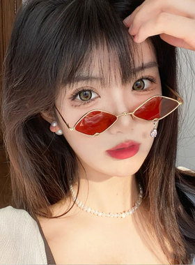 搞怪太阳镜菱形蹦迪单边红色
