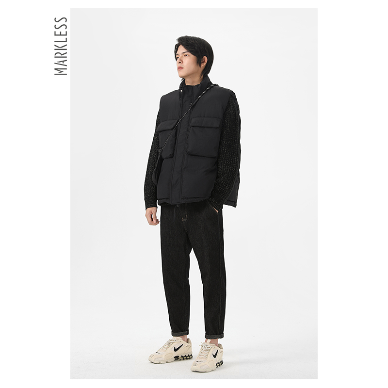 Markless男士羽绒服马甲2024冬季新款工装羽绒背心男款外穿 - 图1