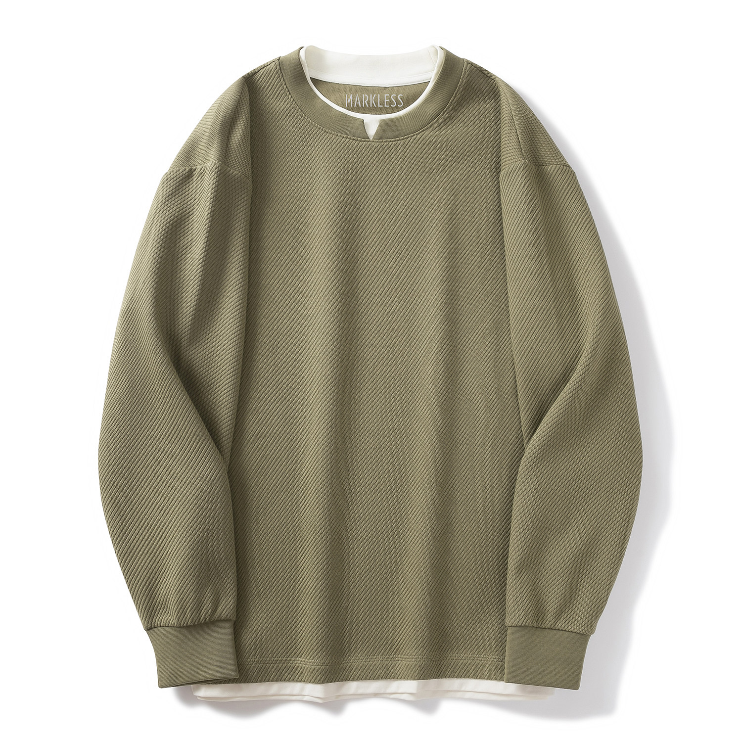 Markless假两件长袖卫衣男士2025秋季新款宽松圆领打底衫内搭男装,淘宝优惠券,粉丝福利购,淘宝优惠卷