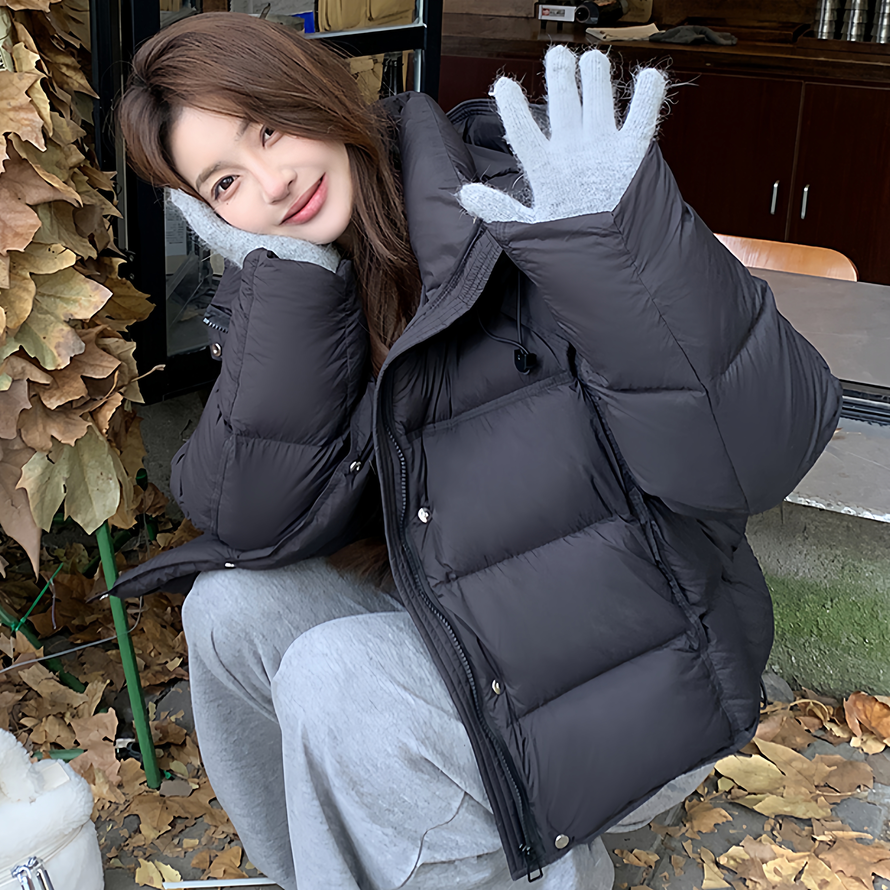 【反季特卖】泡芙羽绒服女2025新款冬季短款连帽宽松加厚白鸭绒