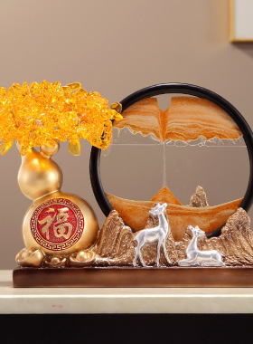 新中式葫芦风景画流沙摆件客厅电视柜玄关酒柜装饰品乔迁新居礼物