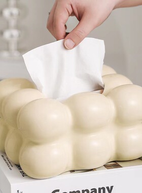 桌面陶瓷纸巾抽纸盒餐巾纸盒客厅风ins棉花糖摆件装饰品收纳ins风