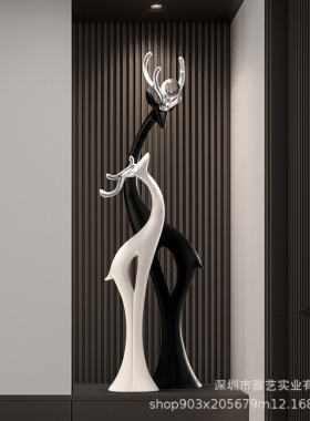 现代简约对鹿树脂家居摆件客厅玄关电视柜装饰品婚庆礼品高档