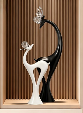 入户玄关鹿摆件客厅轻奢高档壁龛电视柜竖高装饰搬家乔迁新居礼物