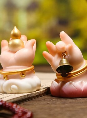 创意国潮胖fufu佛手小摆件可爱树脂工艺品禅意办公室工位桌面装饰