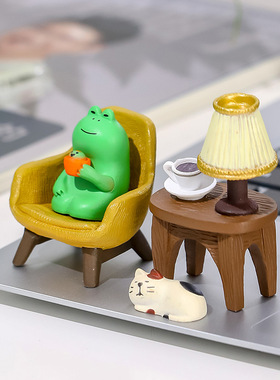 桌面摆件工位高级感可爱手工装饰品创意萌粒树脂公仔办公桌小摆件