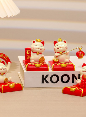 手机支架招财猫ins风高级感创意树脂工艺品公仔礼品可爱手工摆件