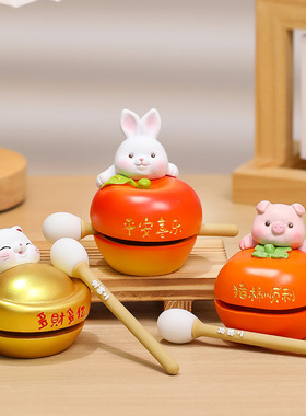 新款小木鱼家居摆件情绪稳定解压公仔办公室工位装饰树脂木鱼新款