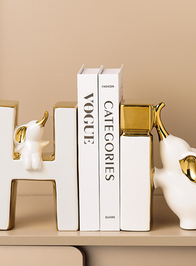 创意大象书档摆件轻奢高档客厅斗柜电视柜酒柜玄关书柜书立装饰品