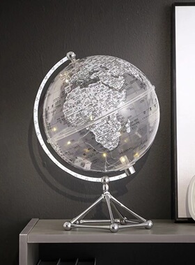 创意透明地球仪摆件轻奢高档客厅办公室桌面装饰大摆件透明水晶球