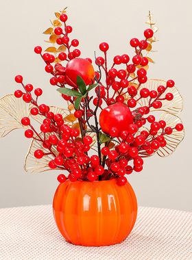 乔迁新居礼物装饰花瓶可爱手工摆件高级感树脂红果轻奢工艺品摆件