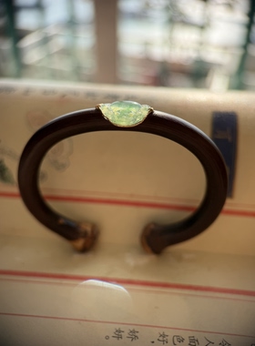 鸡血藤手镯镶嵌A货冰种小佛公