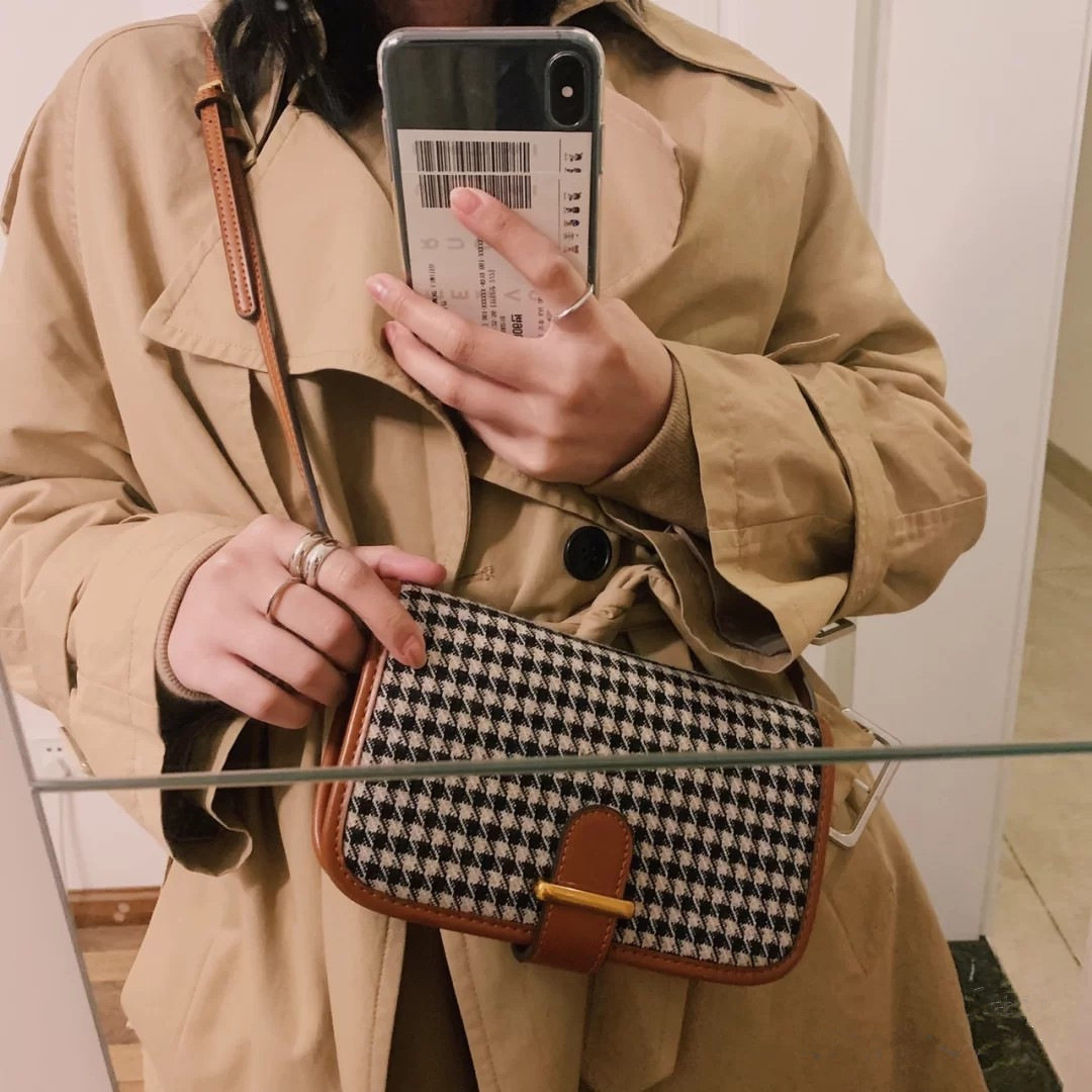 UR千鸟格包秋冬呢子mini单肩斜挎包格子菱格包小方包小香风女包包,淘宝优惠券,粉丝福利购,淘宝优惠卷