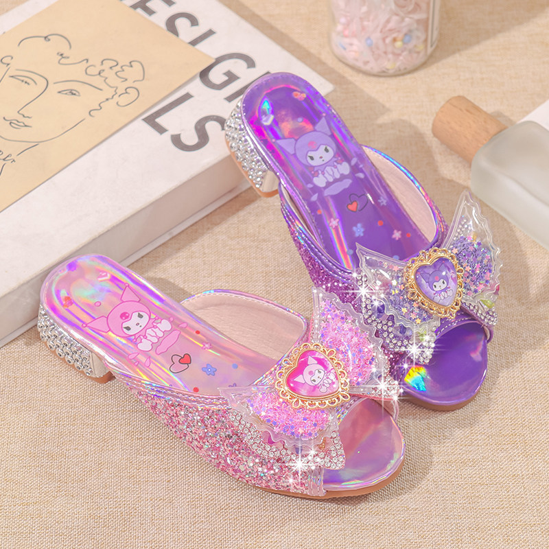 库洛米女童高跟拖鞋2025夏季新款儿童外穿水晶鞋宝宝小女孩公主鞋,淘宝优惠券,粉丝福利购,淘宝优惠卷