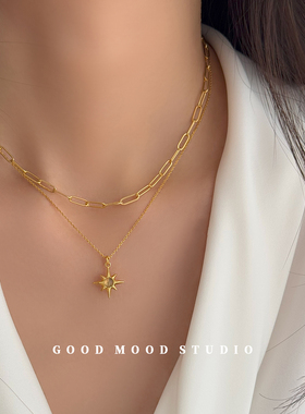 GMS星愿 轻奢精致八芒星吊坠锁骨链女小众高级感时尚项链叠戴细链