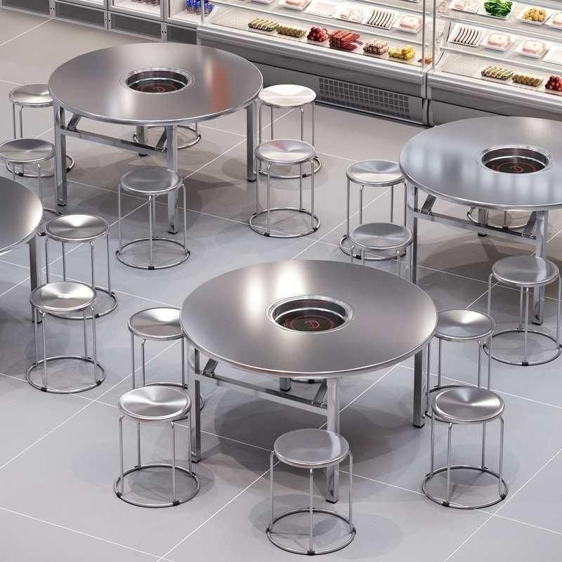 加厚不锈钢火锅电磁炉一体开孔圆桌户外摆摊商用打边炉折叠餐桌,淘宝优惠券,粉丝福利购,淘宝优惠卷