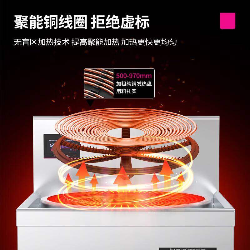 乐创电磁炉商用双头电磁灶15KW凹面炒灶学校工厂厨房单尾电炒灶,淘宝优惠券,粉丝福利购,淘宝优惠卷