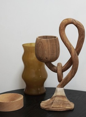 一枚橙 侘寂风复古木制摆件民宿样板房别墅客厅电视柜实木装饰品