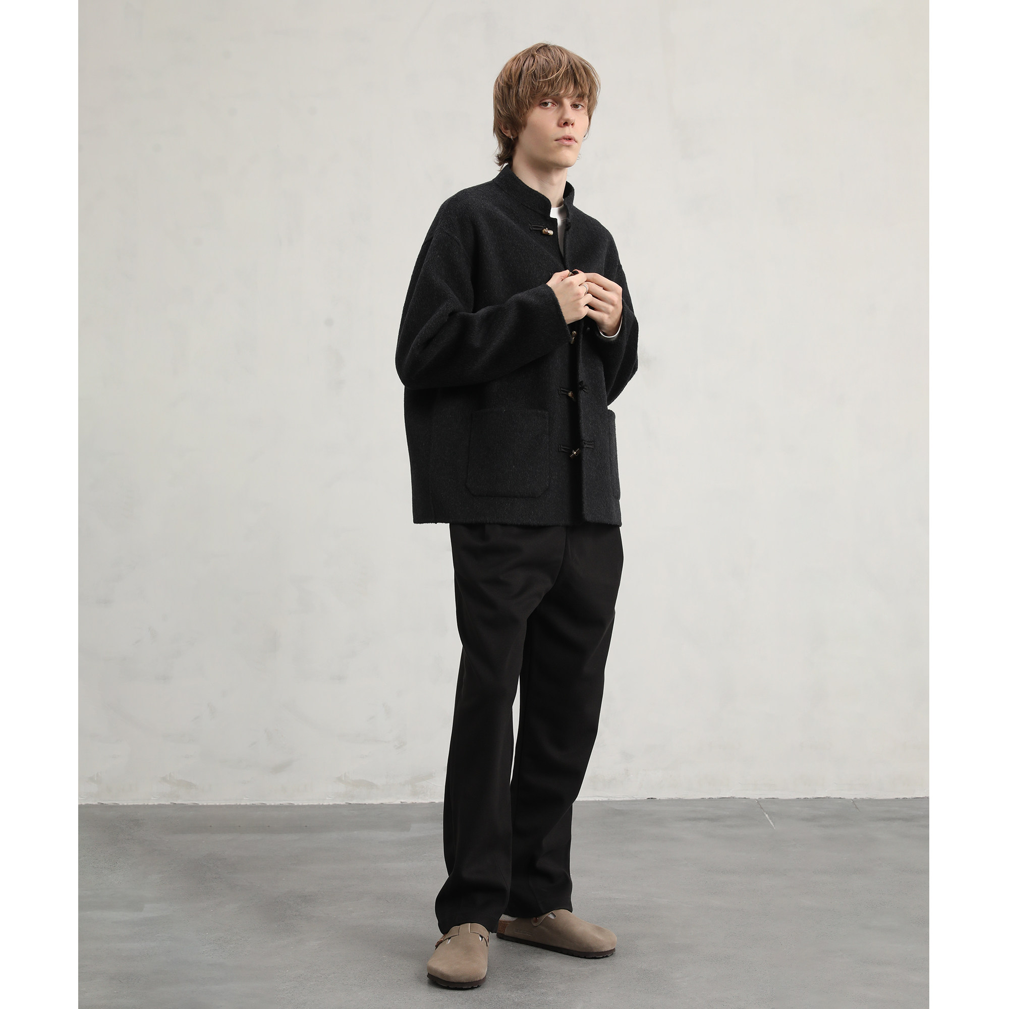 CAKUNTA 新中式国风玉石盘扣 天丝羊毛双面呢外套 儒雅 通勤,淘宝优惠券,粉丝福利购,淘宝优惠卷