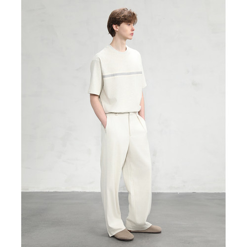 CAKUNTA 简约松弛感_天丝羊毛中古阔腿休闲西裤 单褶直筒裤 - 图1