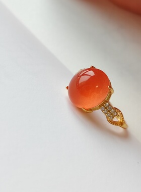 925银镀金南红开口戒指女款