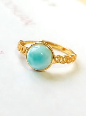 925银镀金多米尼克海纹石尾戒