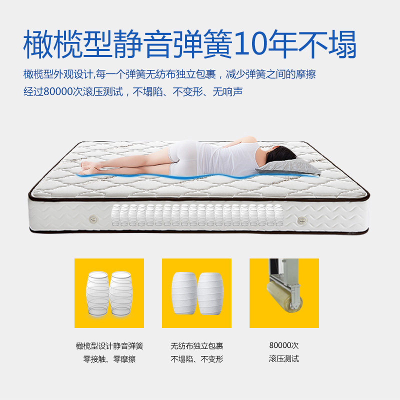 晚安防螨天然乳胶护脊弹簧乳胶床垫 晚安家居乳胶床垫