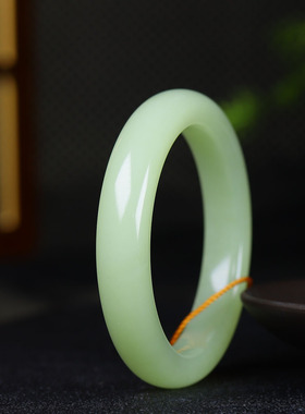 （古晨珠宝）新疆和田玉黄玉手镯女款玉镯腕间美玉悬48g53mm