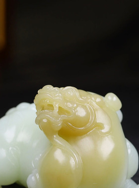 （古晨珠宝）新疆和田玉且末糖白玉貔貅把件手玩摆件瑞兽赐福115g