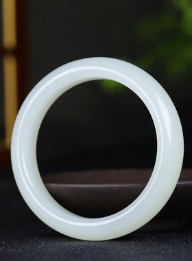 （古晨珠宝）和田玉晴水手镯女款玉镯腕间美玉悬49g52mm