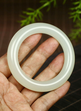 （不议价）润玉缘和田玉冰晴水圆条手镯女款玉镯65g53mm