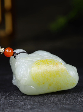 （古晨珠宝）新疆和田玉白玉籽料貔貅把件手玩瑞兽赐福93g