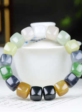 （古晨珠宝）和田玉多宝方块手串手链66g12mm