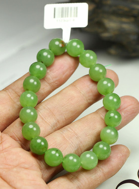 （古晨珠宝）俄罗斯和田玉果绿聚红皮碧玉手串润玉缘手链30g10mm