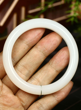 （古晨珠宝）和田玉白玉手镯润玉缘女款玉镯腕间优雅55g56mm