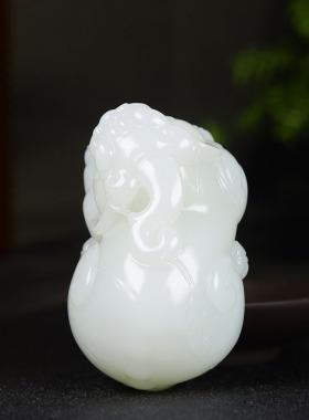 （古晨珠宝）新疆和田玉羊脂白玉貔貅手把件手玩瑞兽赐福293g