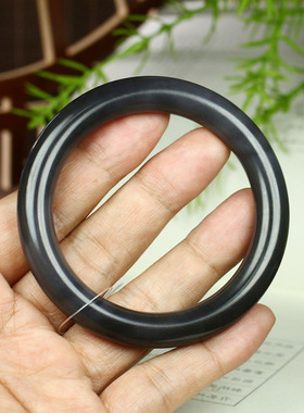 （不议价）润玉缘和田玉烟紫圆条手镯女款玉镯腕间美玉悬53g57mm