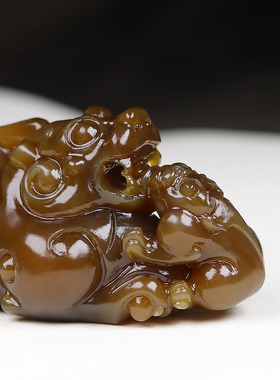 （古晨珠宝）新疆和田玉且末糖玉貔貅把件手玩摆件瑞兽赐福88g