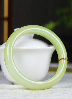 （古晨珠宝）新疆和田玉黄玉手镯女款玉镯腕间美玉悬60g58mm