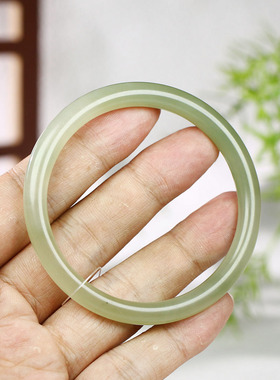 古晨和田玉晴水细圆条手镯