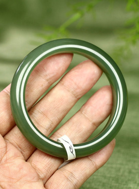 （不议价）润玉缘和田玉湖水绿手镯女款玉镯腕间美玉悬47g55mm