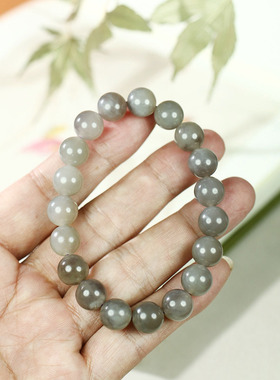 古晨和田玉烟紫圆珠手串