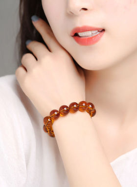 【附国检证书】天然真品蜜蜡琥珀缅甸茶珀手串变色蓝珀毛衣链男女