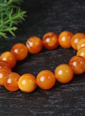 【附国检证书】蜜蜡手串真品天然飘花老蜜蜡鸡油黄手串琥珀手链