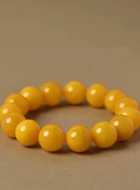 【附证书】天然俄料鸡油黄蜜蜡手串男女款原矿琥珀单圈手链文玩