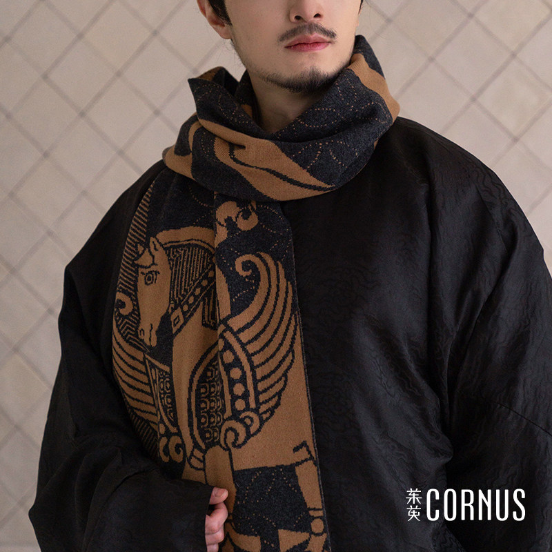 茱萸CORNUS 银标系列 春风翼马纹羊毛围巾 双面披肩汉服日常配饰,淘宝优惠券,粉丝福利购,淘宝优惠卷